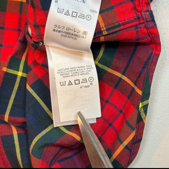 Polo Ralph Lauren Red Scotch Plaid Pony Logo Long Sleeve Button Down Shirt Men L - Picture 7 of 11